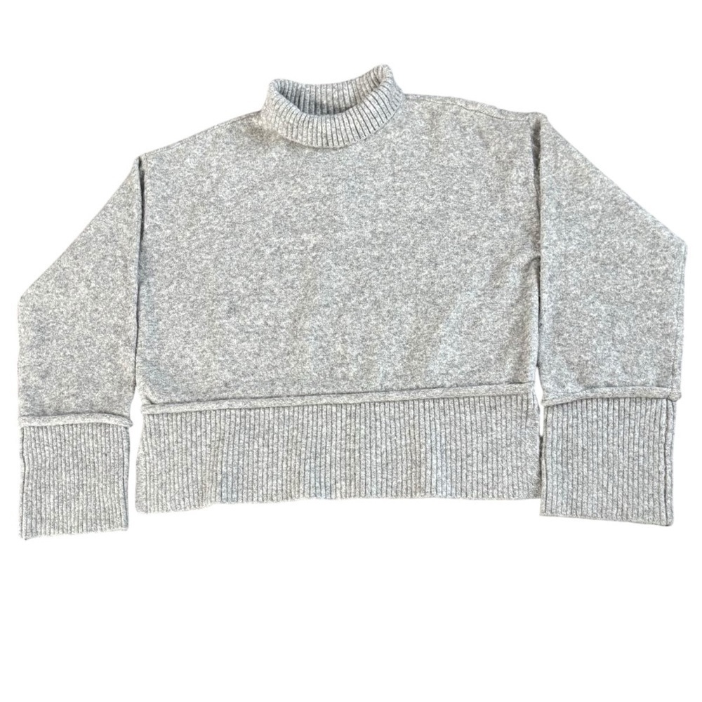 Marled Gray Mock Neck Ribbed Hem Sweater Women’s Small NWT Soft Cozy
